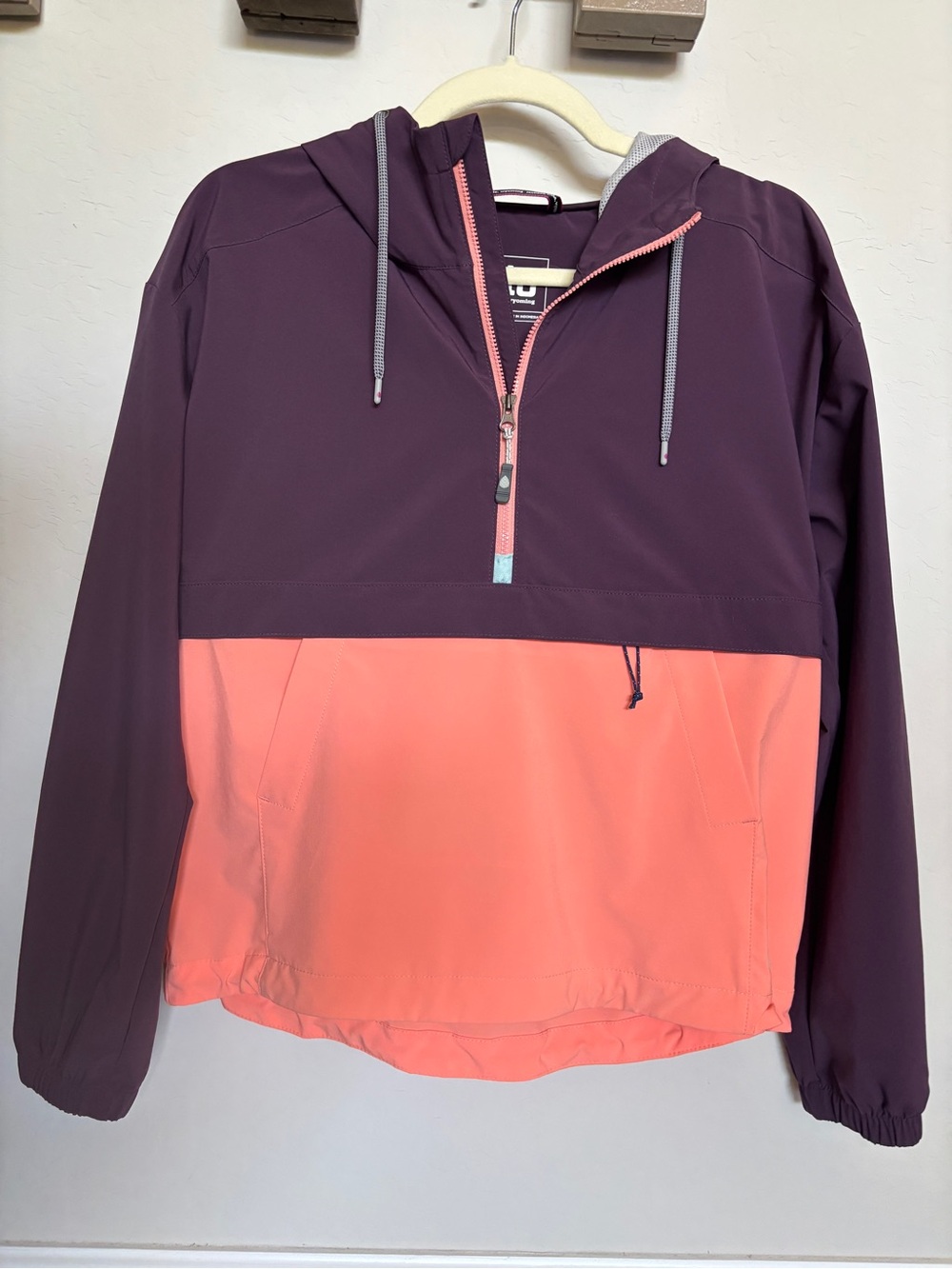 Stio Purple and Coral Anorak Windbreaker Pullover 1/2 Zip